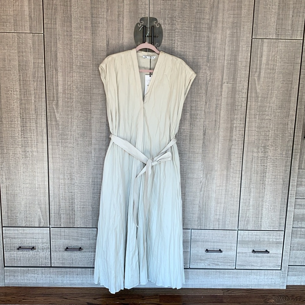 Zara Collection Creased Belted Shirt Dress